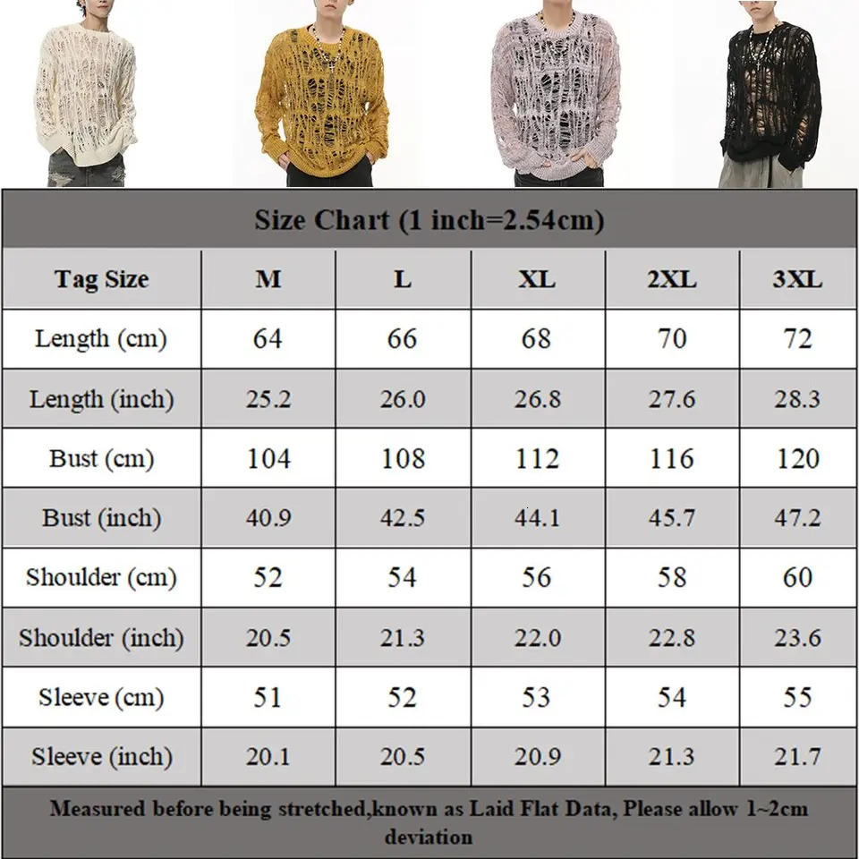 Mens Autumn Hollow Out Hole Long Sleeve Sweater Fashion Retro Knitted Top Sweaters Casual Loose Pullover Tops 250617