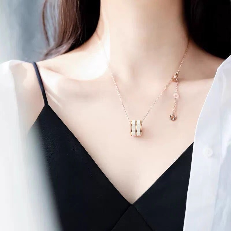 Trendy Titanium Steel Light Double Row Ice Crystal Waist Necklace Ins Female Niche High-end Clavicle Chain