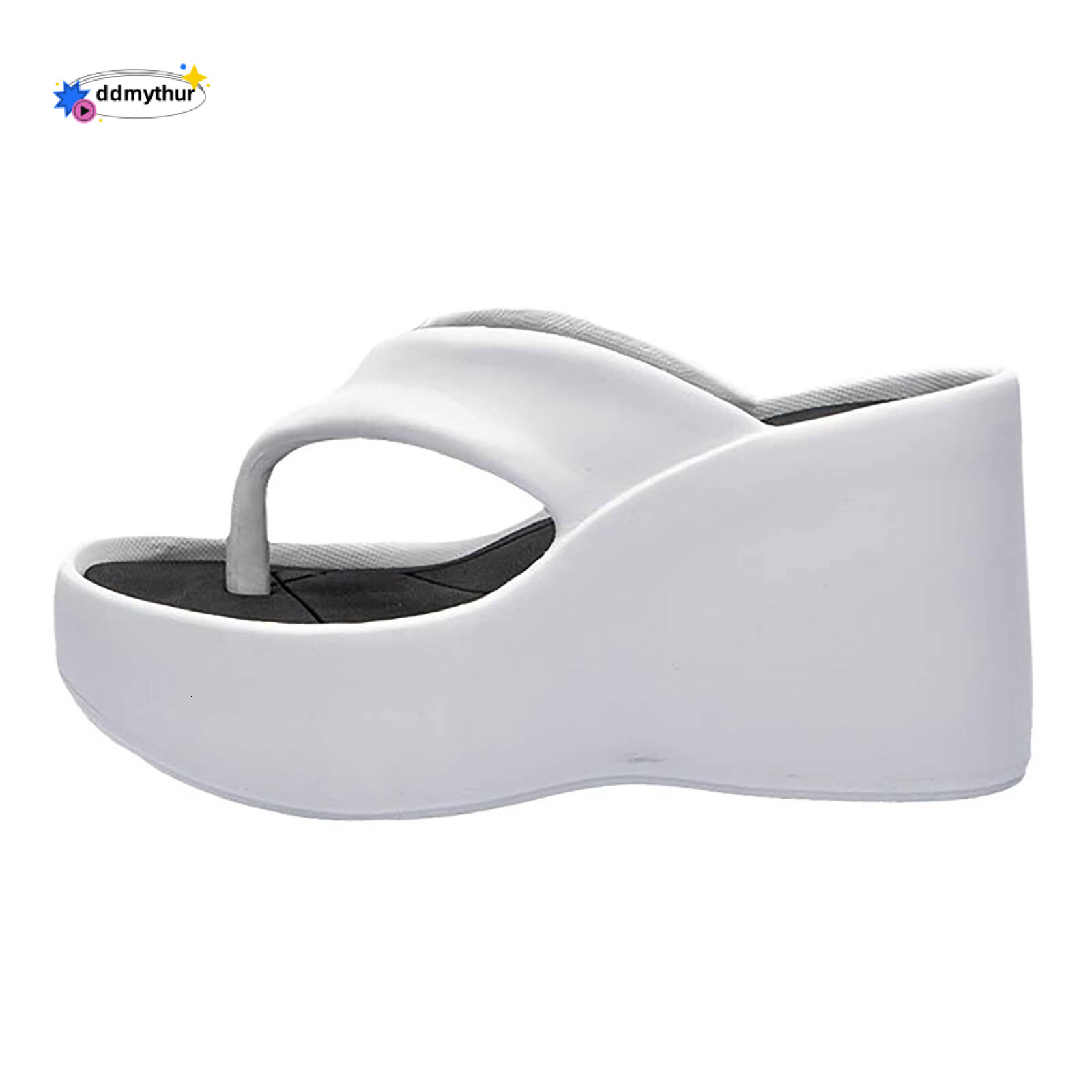 High Heeled Slippers For Thick Soled Flip Flops Summer Fashion Women Slipper Wedges Platform Slip-On White Female Footwear ddmythur