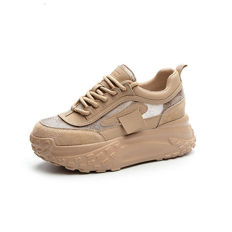 Dad Special Mesh Women 2025 Spring New Shoes French Round Toe Thick Sole New Height Increasing Casual Sneakers