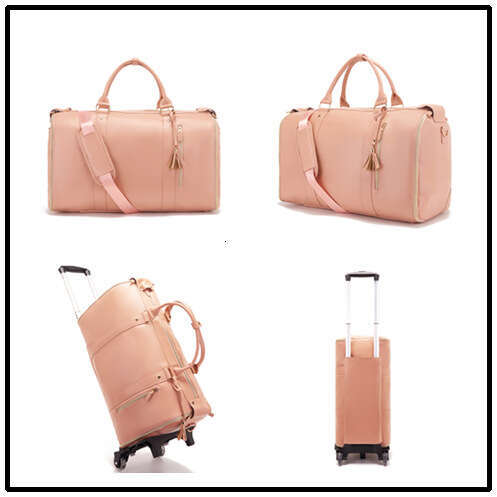 Travel Convenient Carry-On Clothing Large PU Leather Luggage Trolley Bag Fashionable B5