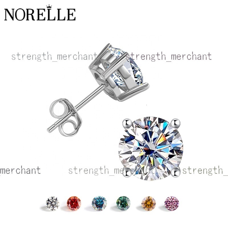 High Quality Color 0.3cT-2Ct Moissanite Earring Classic Four Claw Diamond 925 Sterling Silver Stud Earring Platinum Gold Plated