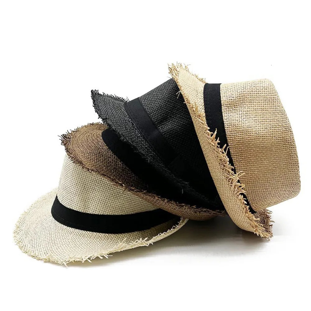 Straw Sun Hat Mens Womens Casual Breathable Cowboy Wide Brim Jazz Hat Sun Protection Fashion Beach Caps Summer 250616