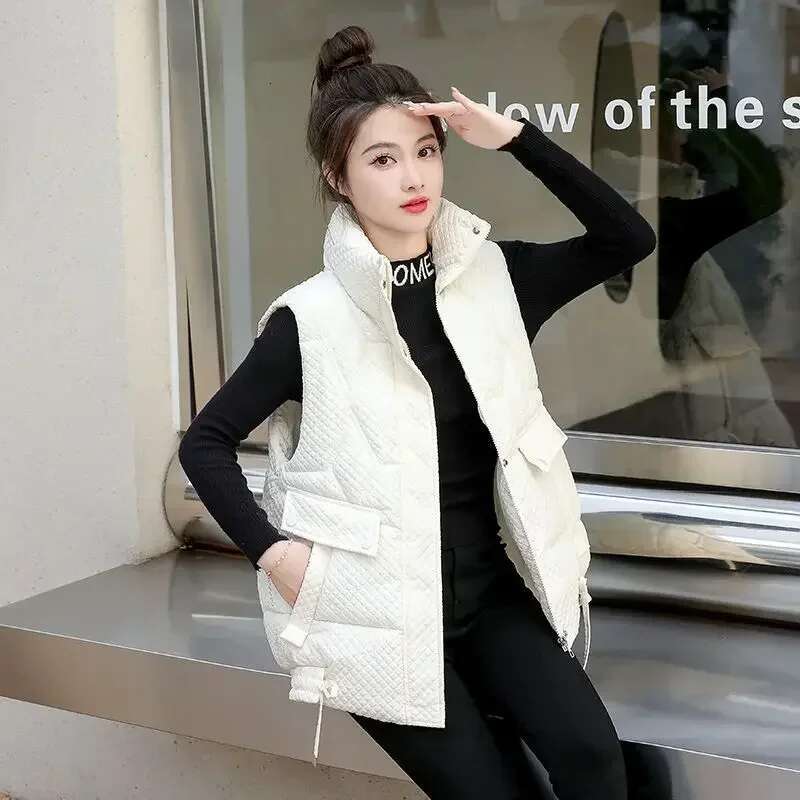 Loose Lady Padded Cotton Giletes Stand Collar Working Insulated Demi-season Womens Vests Casual Classic Elegant New Outerwear