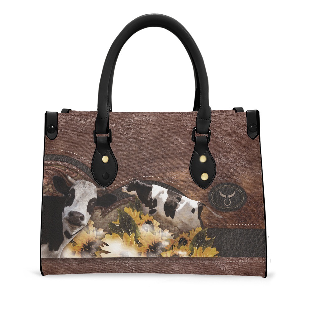 Free Shipping 2025 New Designer Bag Fashionable And High-quality Large Capacity Shopping Bag Genuine Cowhide Printed Sunflower Pet Pattern Retro Women