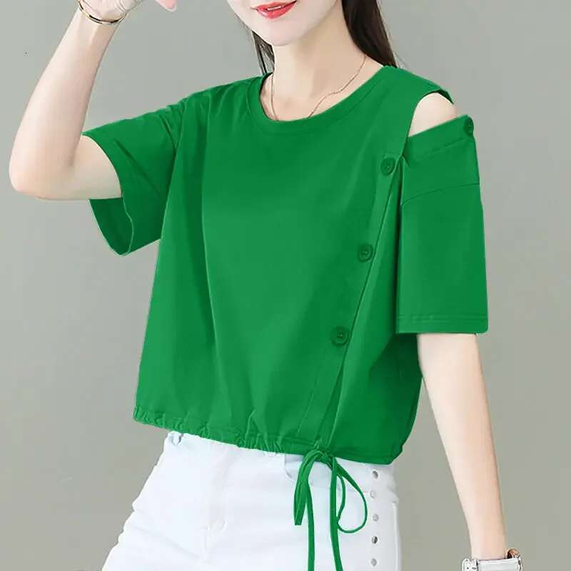 T Shirt for Women Baggy Plain White Short Sleeve Tops Woman Summer Outfit Cotton Womens Clothing Sales Emo Elegant Fashion 2025