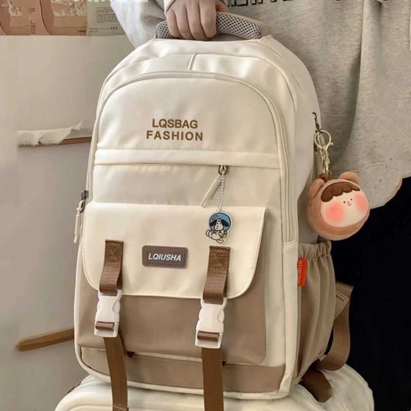 The new college style soft color schoolbag Korean version simple letter backpack for primary and secondary school students Z250617