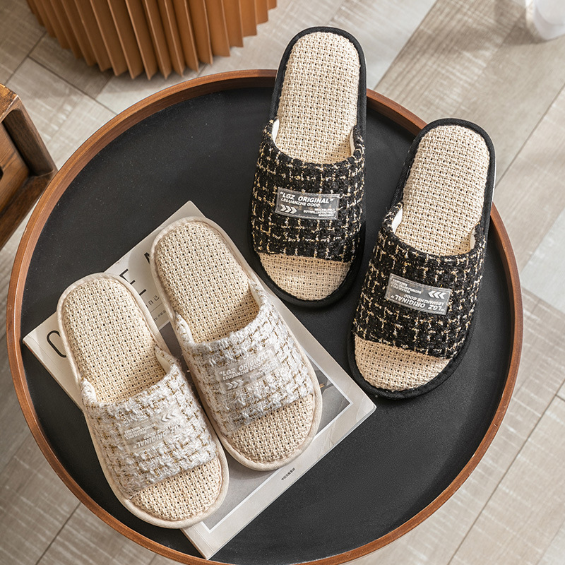 Summer linen women's slippers home indoor men's slippers designer sandals cotton linen soft women's sandals slippers