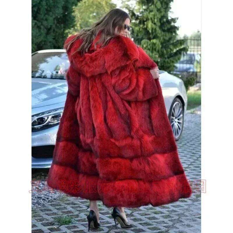 Women Faux Fur Coat X-Long Autumn Winter Fashion Warm Open Wide-waisted New Large Size Loose Clothing