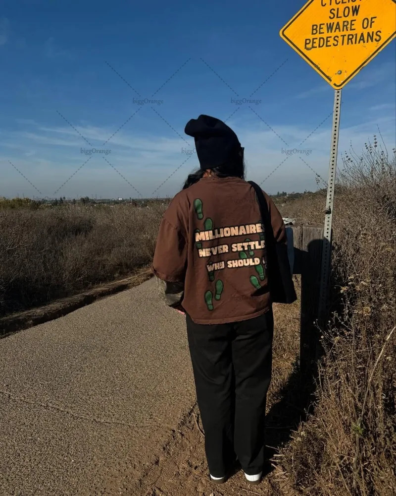 American Fashion Letter T-shirt Men Street Hip-hop Casual Loose Short-sleeved Women High Street Trend Retro Harajuku Y2K Top 250616