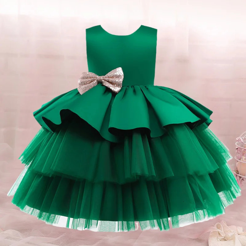 Baby Girls 1st Birthday Dress Kids Lace Mesh Sequin 2 3 4 Year Baptism Princess Costume Children Wedding Party Eleagnt Ball Gown 250617