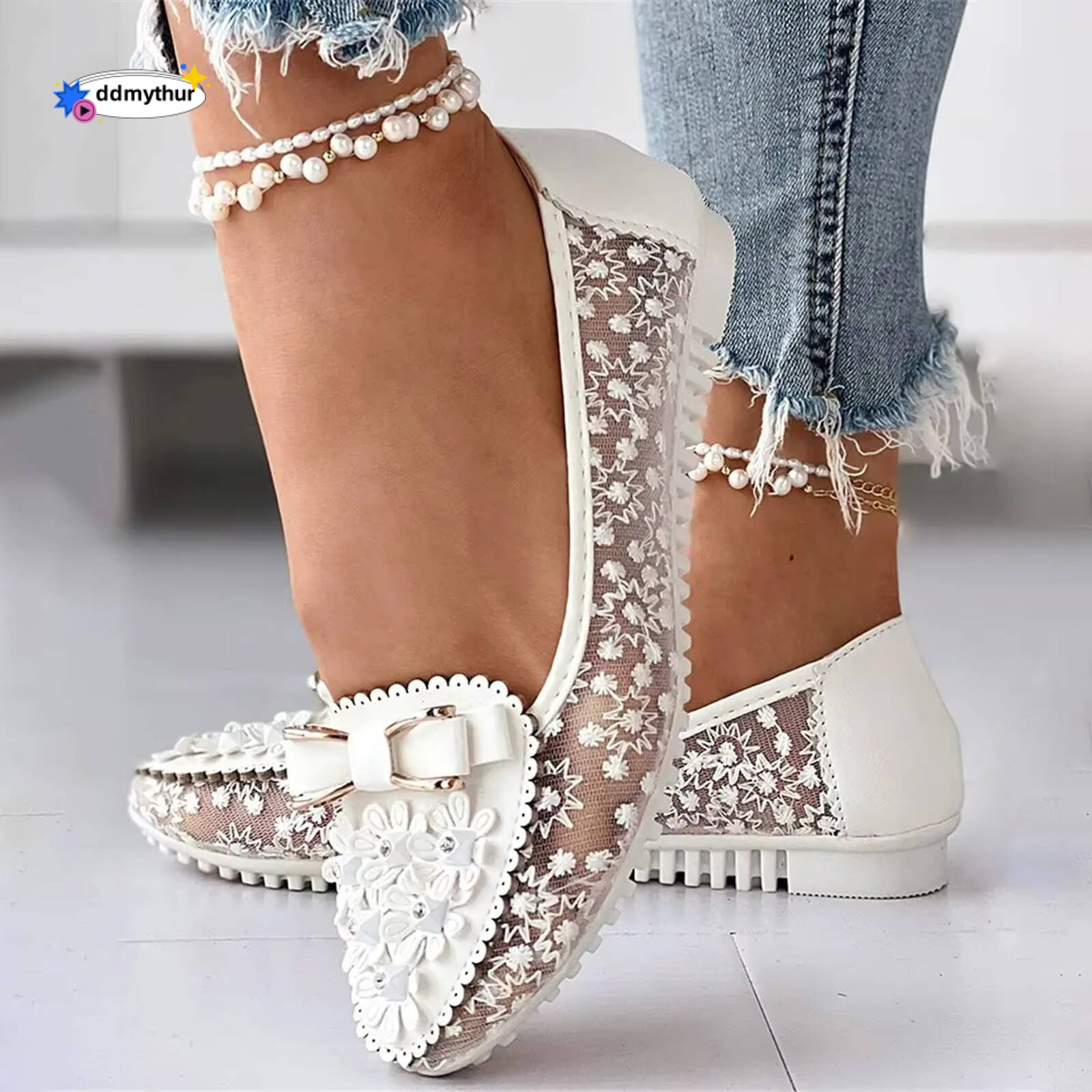 Women's Leather Soft Sole Women Summer Single Shoes Slip On Shallow Mouth Sandals Elegant Office White Female Footwear ddmythur