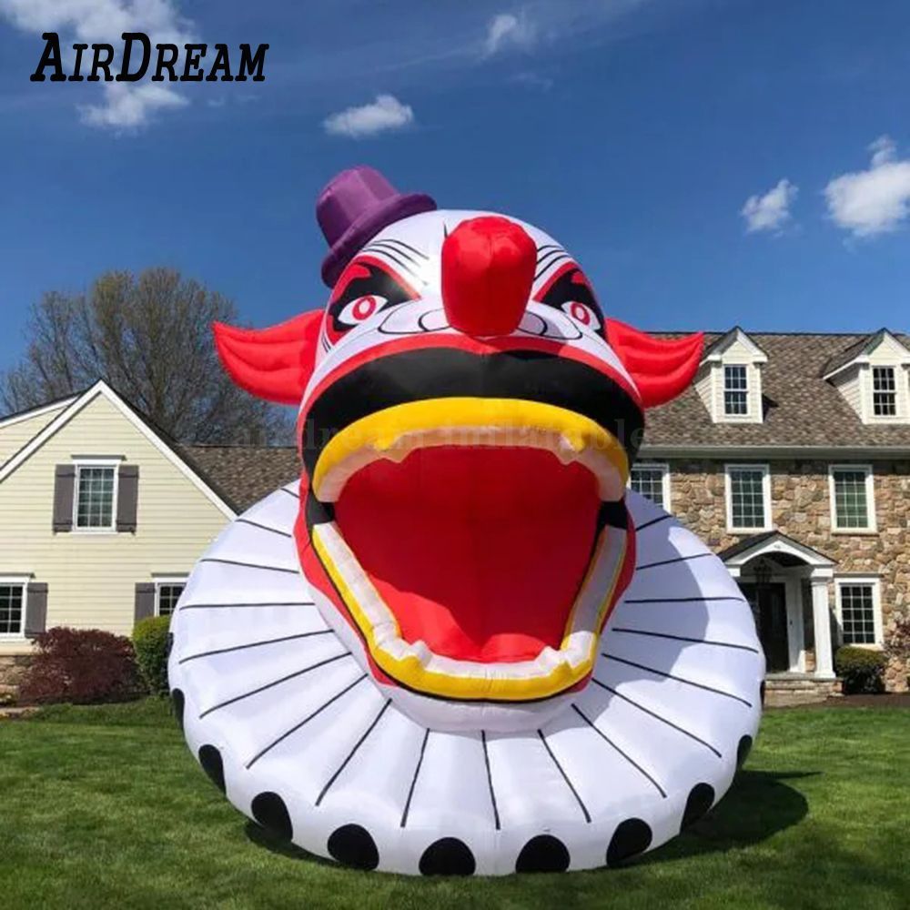 Free shipping Creepy big giant inflatable clown head 6.5/16/26ft high inflatables halloween ghost with LED light