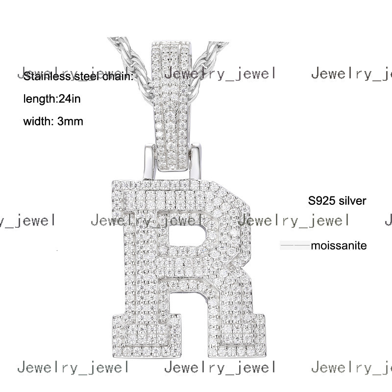 925 Silver Jewelry 26 Alphabet Moissanite Pendants Personalized Custom Necklace for Womens Style