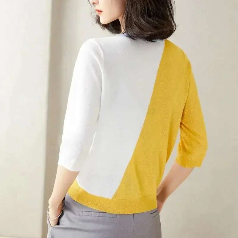 V Neck Thin Knitted Sweater Woman Korean Style Summer Novelties in Aesthetic Fashion 2025 Trending Cardigan for Women Youth Chic