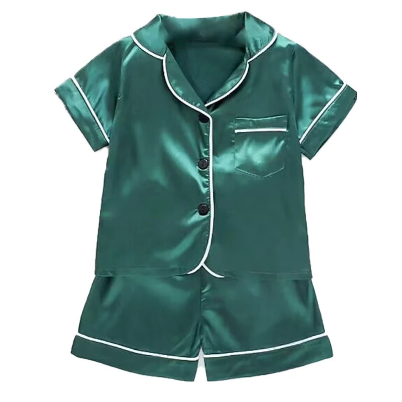 Boys Girls Ice silk satin Cartoon printing Tops Pants Set home Wear Childrens pajamas set Baby suit Kids Clothes Toddler 250617