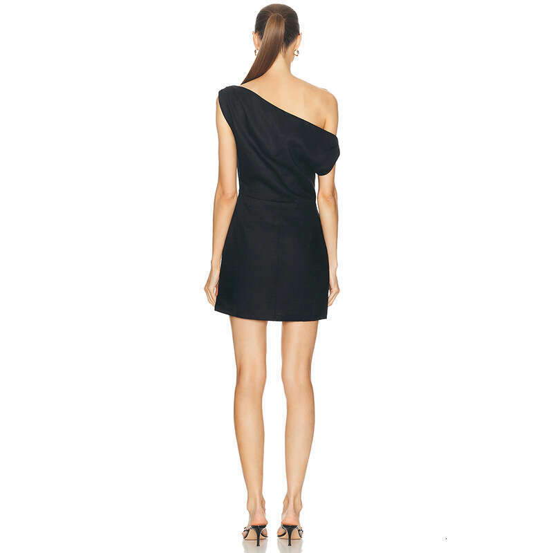 Womens Dresses Plus Size Womens Clothing Clothes Women Designer 869 Summer New 2025 Solid Color Australian Niche Dissh Linen Short Dress Fashion Asymm