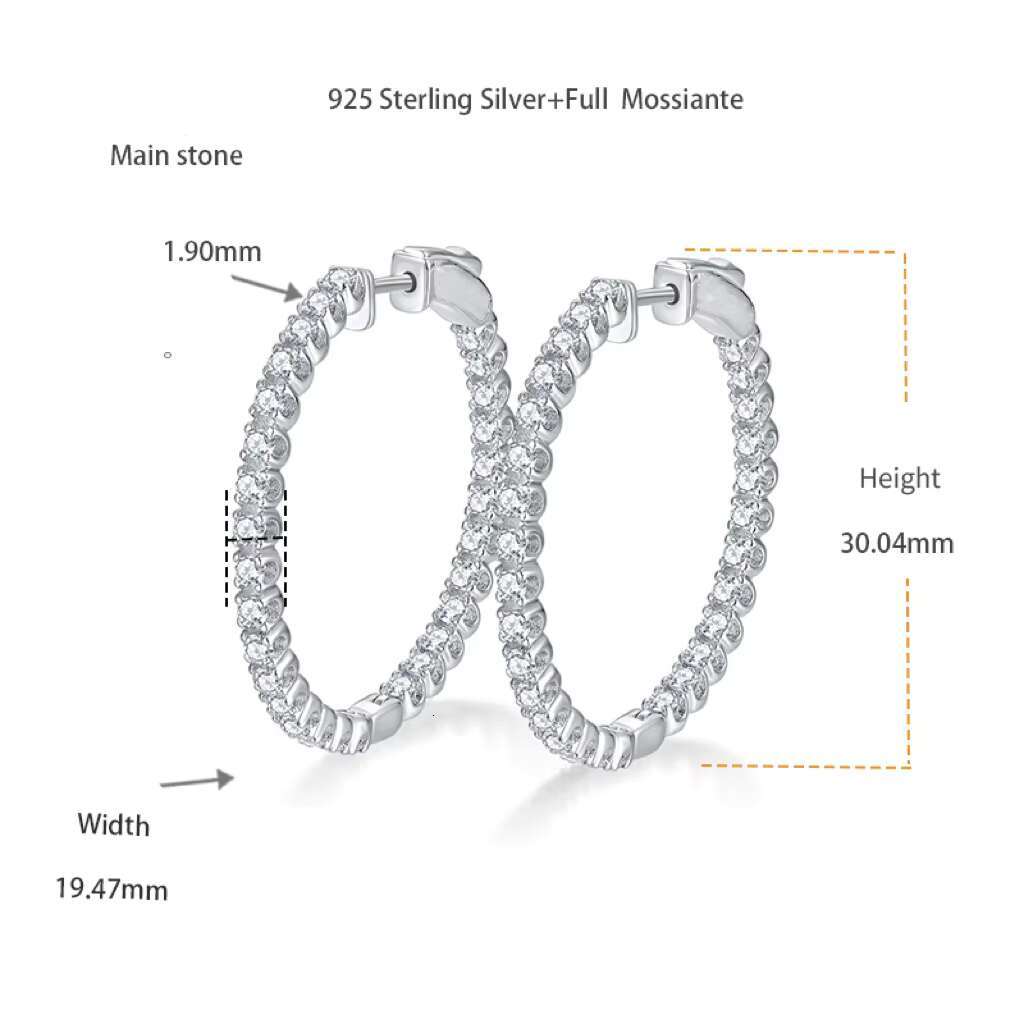 2024 Hot Selling 925 Sterling Silver Moissanite Fine Jewelry Earrings for Women