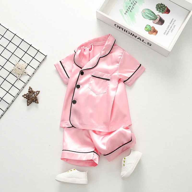 Summer Baby Girls Clothes Suit Children Sleepwear Shirt Shorts 2Pcs/Sets Kids Boys Pajamas Toddler Costume Infant Tracksuits 250617