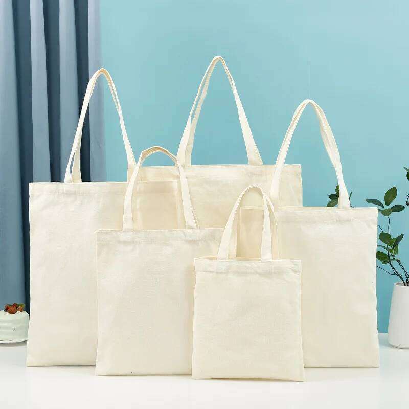 10Pcs/Lot Custom Canvas Shoulder Bags Beige Eco-Friendly Shopping Bag Personalize Large Capacity Handbags