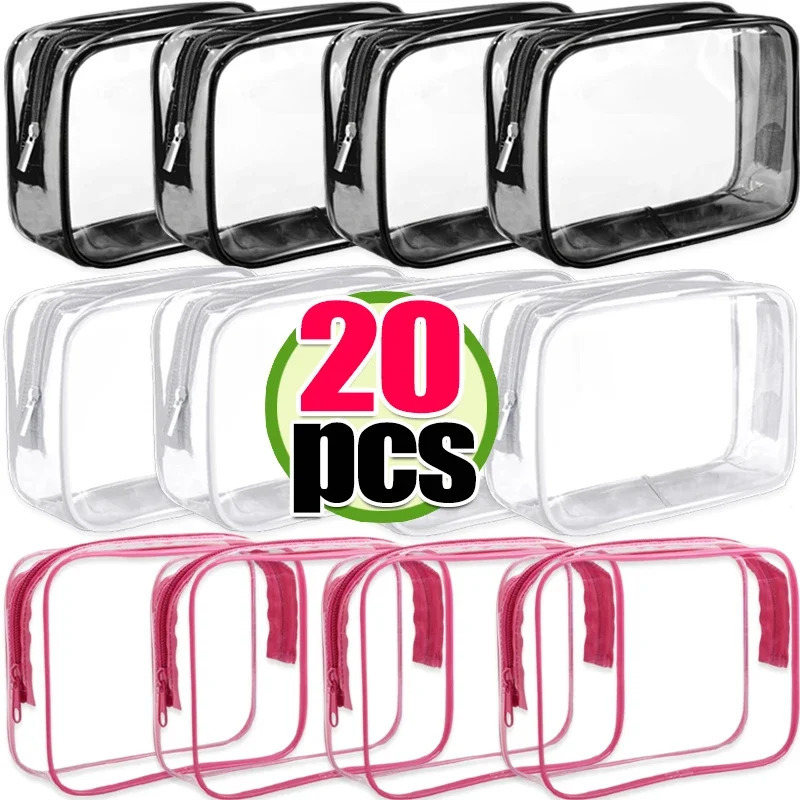 120pcs Transparent PVC Storage Travel Organizer Clear Makeup Bag Beautician Cosmetic Beauty Case Toiletry Wash Bags 250614