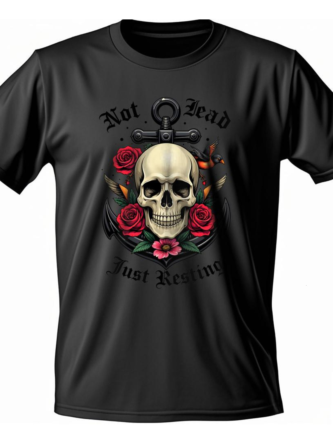 Dongdumaoyi Cotton Graphics S-3Xl Men Skull Round Collar Black Adult T Shirts 180G Short Sleeve White f614