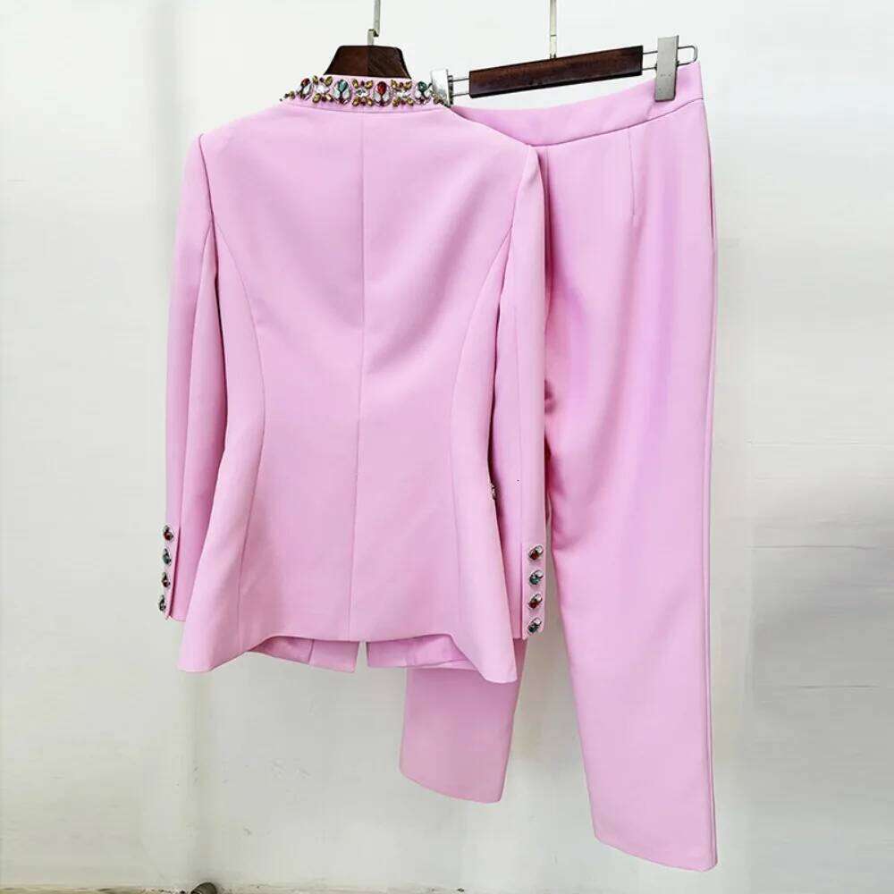 Designer Clothing 2025 Hit Color Two Piece Set For Women O Neck Long Sleeve Top High Waist Slim Pants Female Fashion Style New