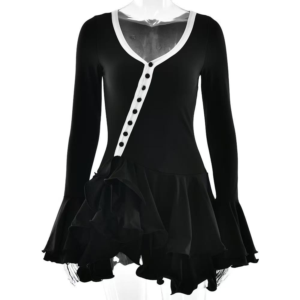 European and American cross-border summer new arrivals - trendy short dresses with wide sleeves and waist cinching design, selling well.