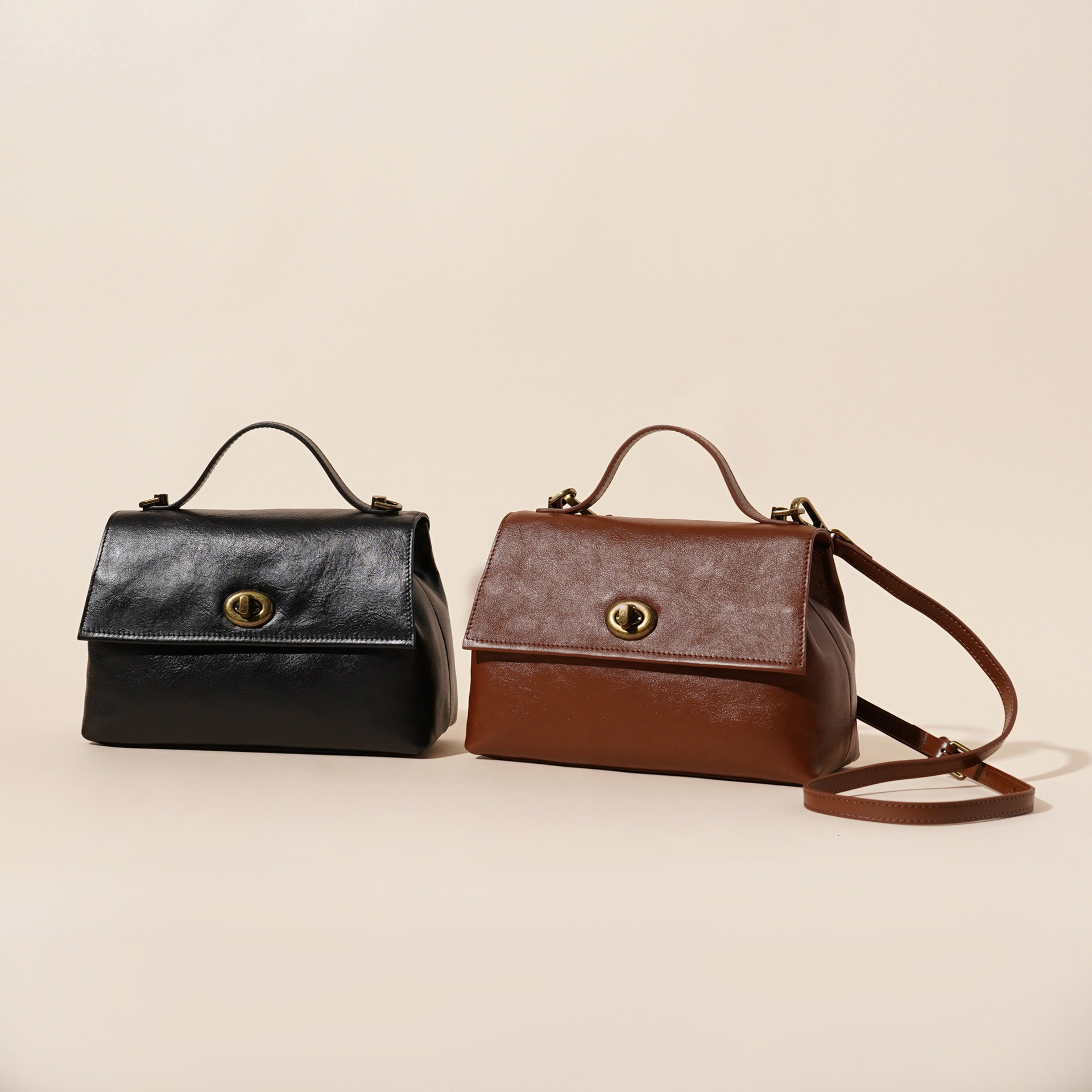 Women's Fashionable Leather Shoulder Bag Free Shipping Designer Retro Small Square Bag Flip Cover Mailman Bag Commuter Crossbody Bag Handbag