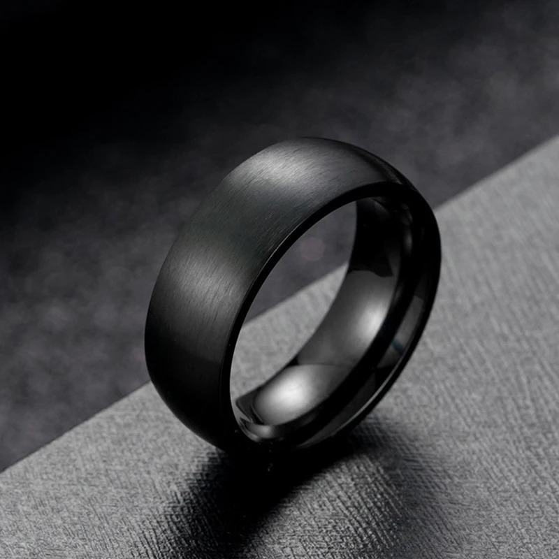 Classic Men Stainless Steel Rings Black Solid Simple Vintage Rings For Men Wedding Bands Christmas Party Jewelry Gift Wholesale 250616