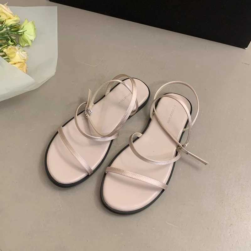SUOJIALUN 2025 Summer New Women Sandal Fashion Yellow Narrow Band Ladies Elegant Gladiator Shoes Flat Heel Dress Slides Sandal Z250617