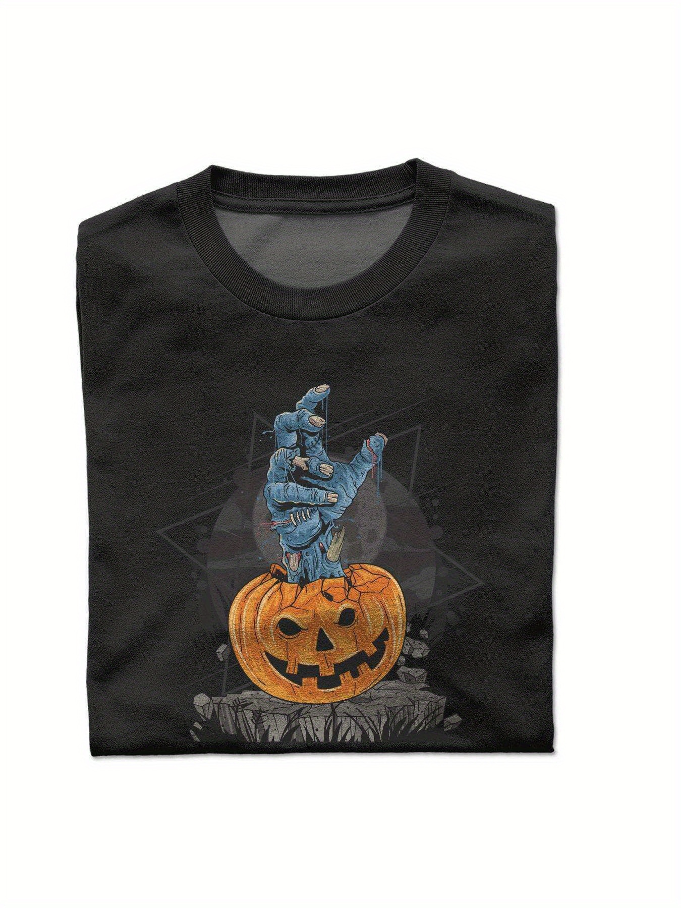 Dongdumaoyi Adult Round Collar Short Sleeve Graphics 180G Cotton Black S-3Xl Men T Shirts White Text Halloween 5f88