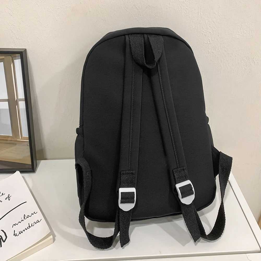Backpack Simple Casual Solid Color Backpack for Junior High School and College Students Harajuku Versatile Backpack Z250617