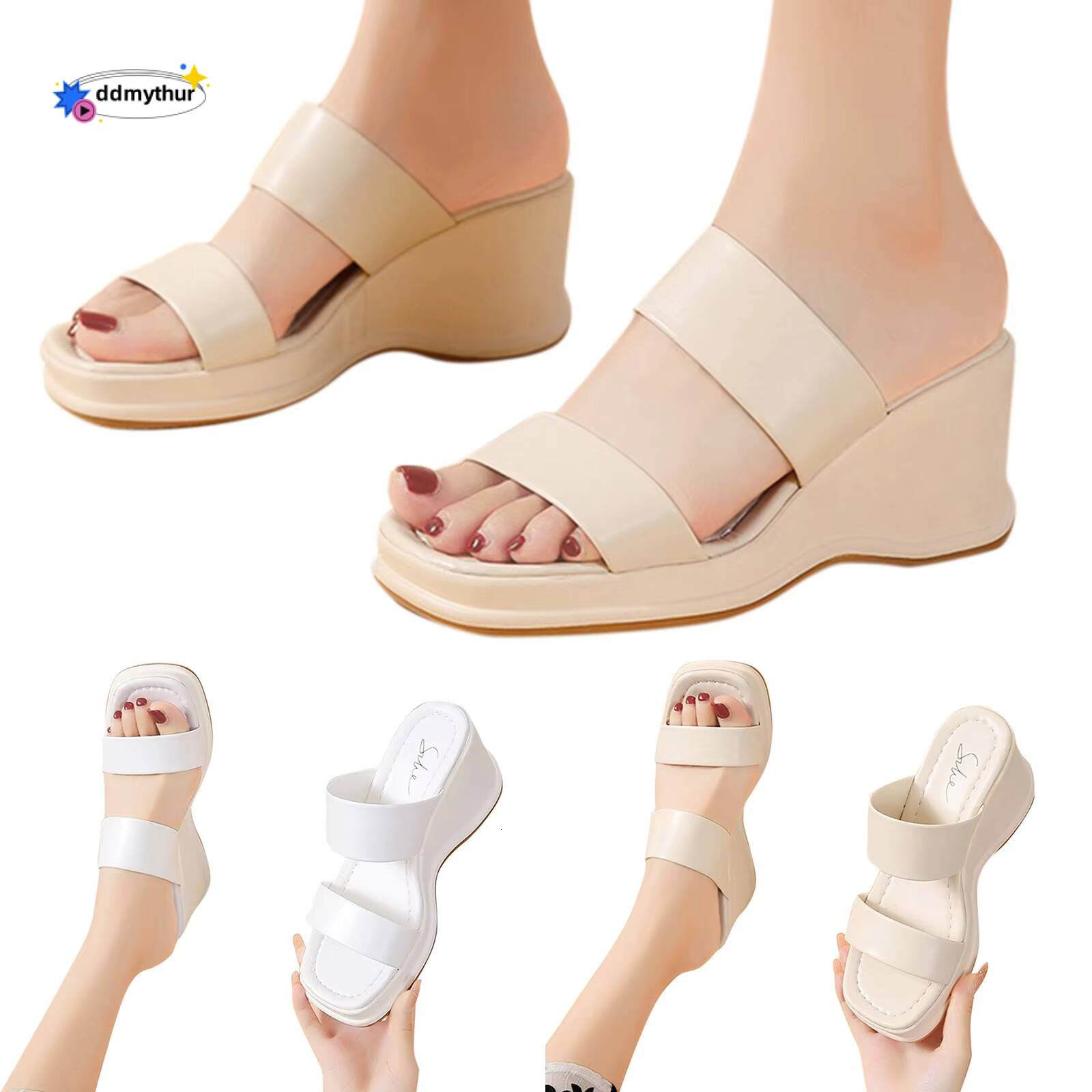 Free Shipping Summer Wedge Heel Thick Sole Solid Color Womens Dress Casual Pineapple Sandals For Women ddmythur