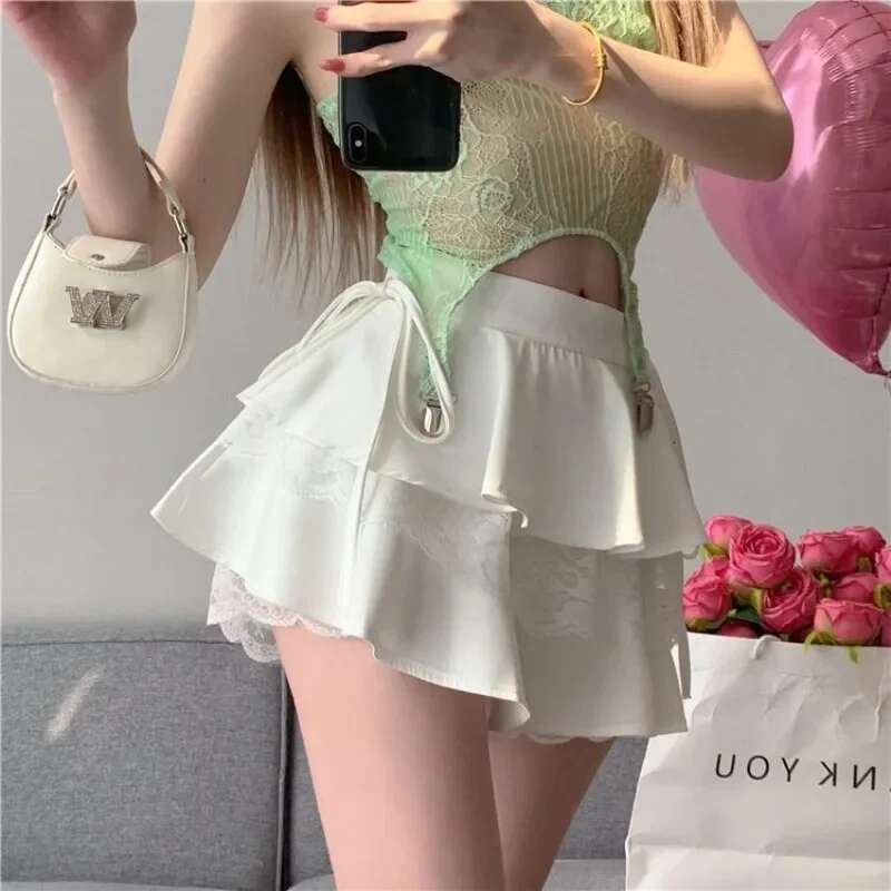 Cute Woman Skirt Patchwork Skirts for Women Kawaii Ruffle Casual High Quality Luxury Elegant New In Harajuku Summer 2025 Stylish