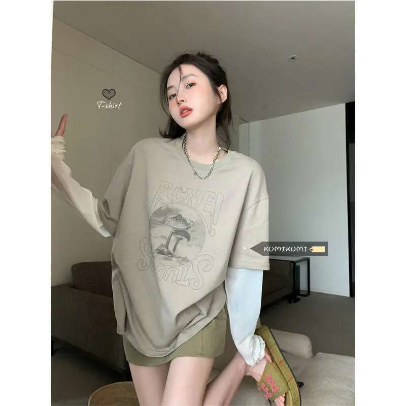 Female Tops Tshirts 2025 With Print Grey Graphic Loose Womens T Shirts Offer Elegant Classy Clothes Aesthetic Funny New In Tees