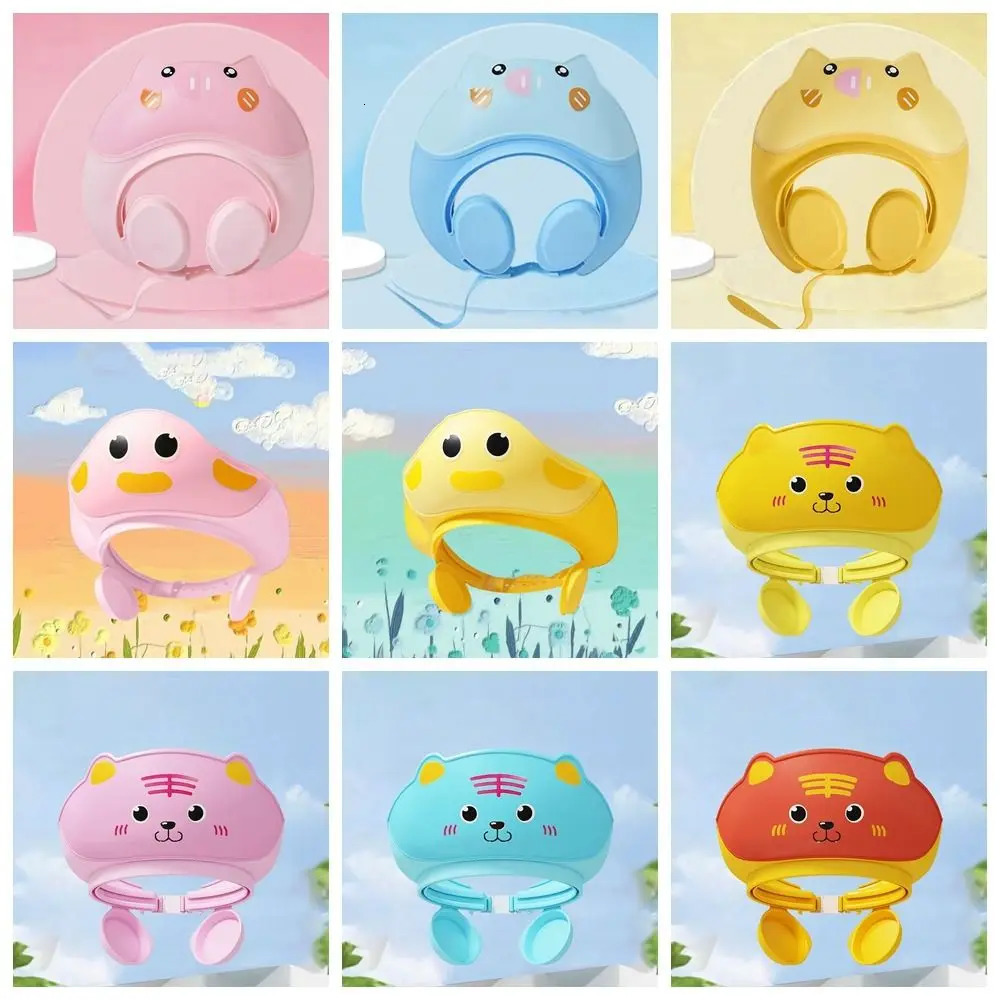 Cute Animal Shape Baby Shower Cap Adjustable Soft Baby Shampoo Cap Waterproof Eye Ear Protection Childrens Bath Cap For Kids 250617