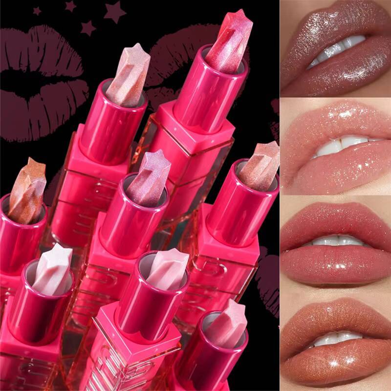 Pearlescent Glitter Lipstick Fine Shimmer Shiny Blam Waterproof Long Lasting Moisturizing Lip Tint Pink Sexy Lips Makeup happy
