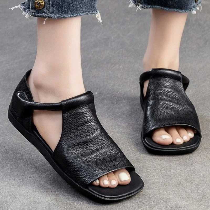 Womens Open-Toe Flat Sandals with Cross Strap Adjustable Ankle Strap - Summer Casual Lightweight Walking Shoes for Women Min Z250617