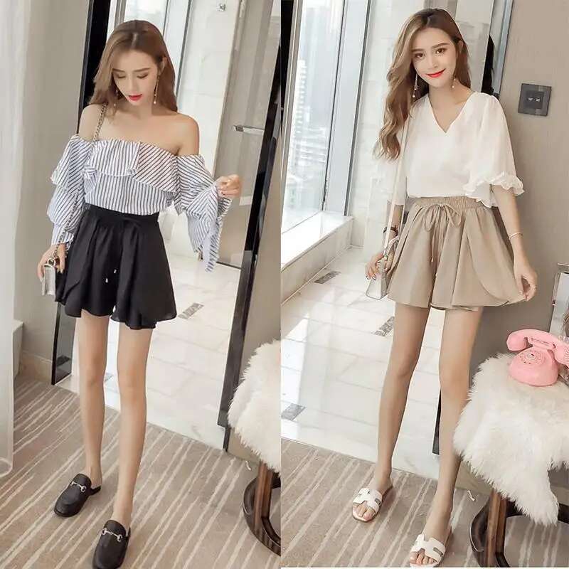 Womens Shorts Nylon Baggy Short Pants For Woman To Wear With Belt Work Loose Office Elastic Waist Youthful Y2k Harajuku Luxury