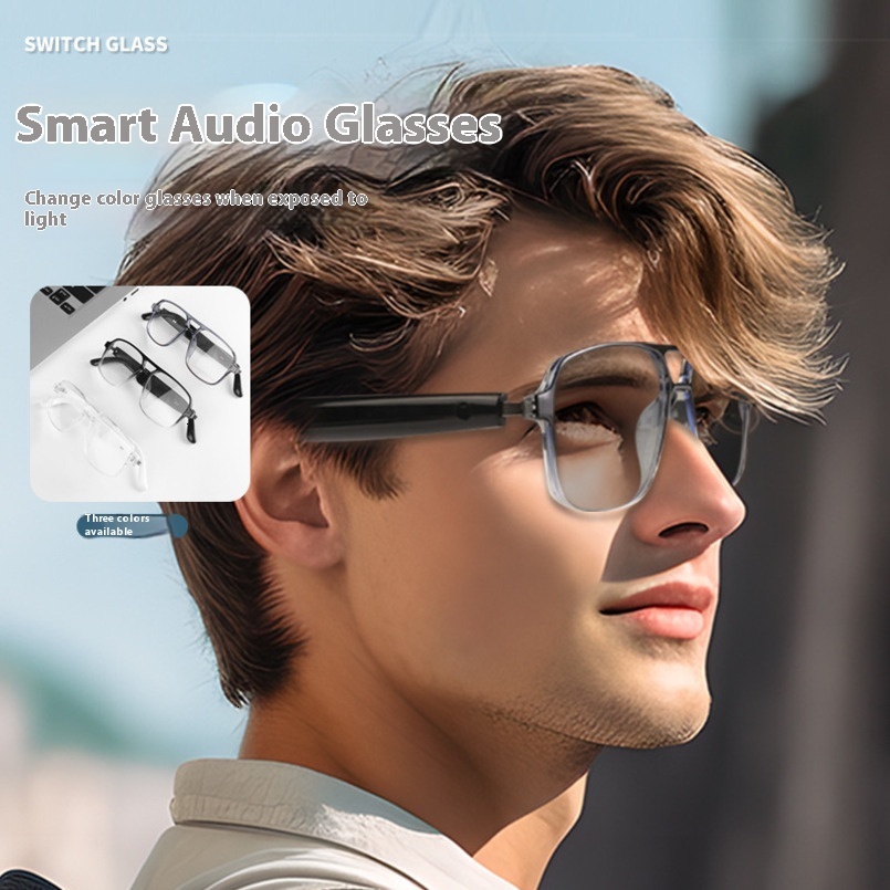 New Smart Bluetooth Glasses Double Beam Color Changing Lenses Anti-Blue Light Music Playback Call Anti-Uv Sunglasses