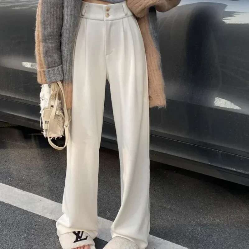 Womens Pants With Pockets Korean Fashion Female Trousers Loose Baggy Clothing Slacks Trends 2025 Y2k Streetwear Classic Elastic