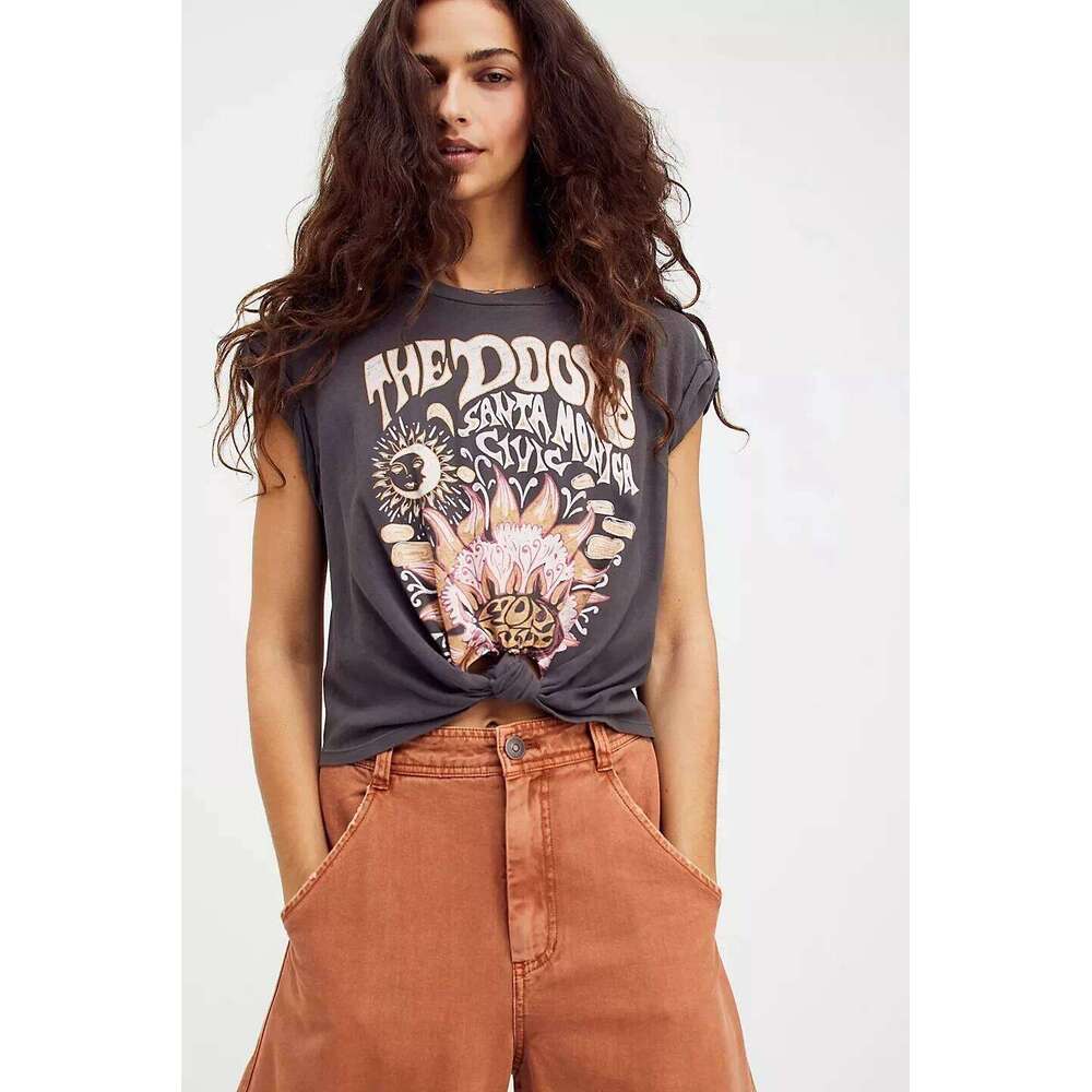 Designer Clothing 2025 Boho Inspired Eagle Printed T-Shirts Women Short Sleeve O-Neck Cotton Faded Tee Female Streetwear Vintage Wild Punk T Shirt Top