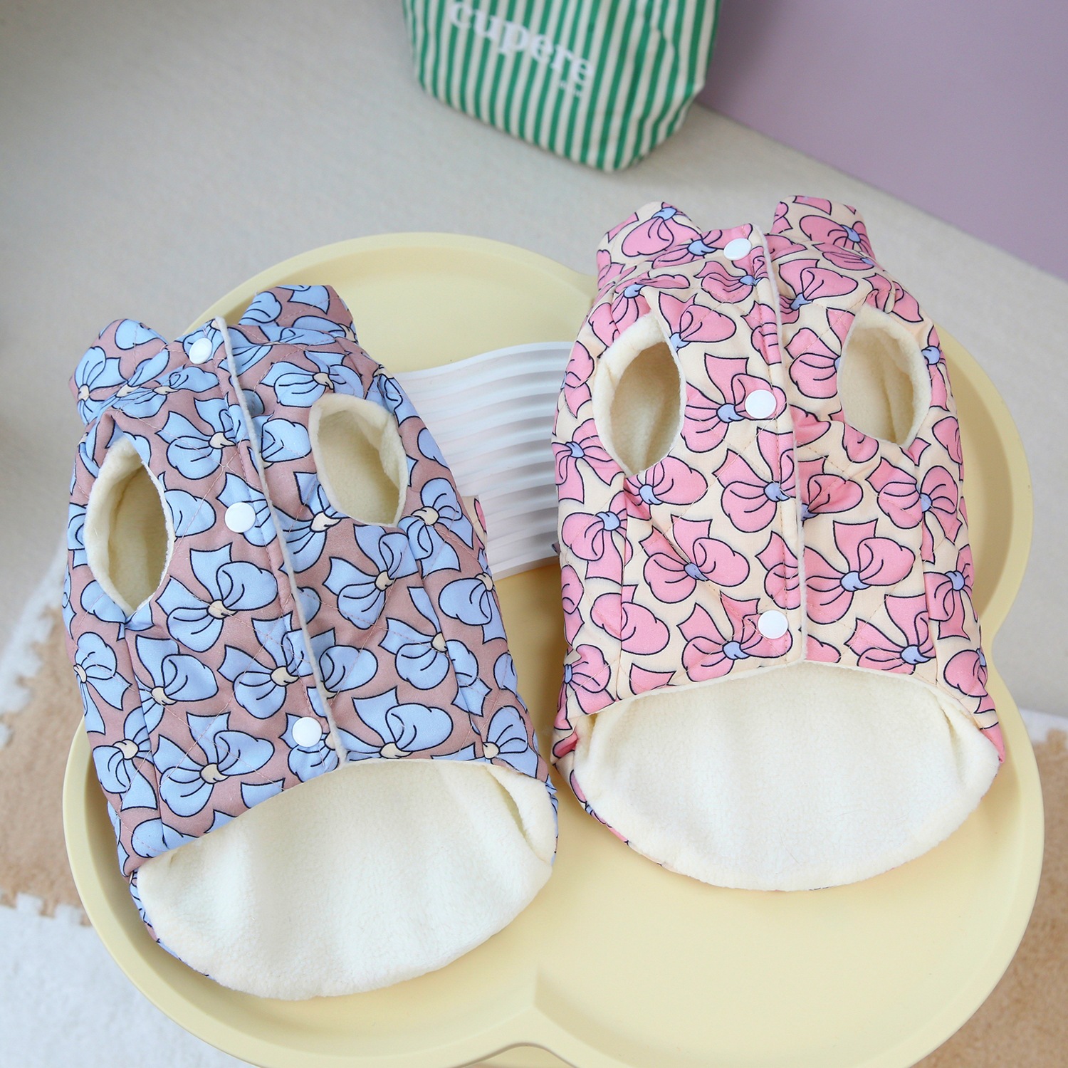Dog Bow Fleece Vest Sweater Winter Jacket for Small and Medium Dogs with D-Ring, Large Bow Decoration Cold Weather Warm Dog Coat for Dogs Girls XL A55