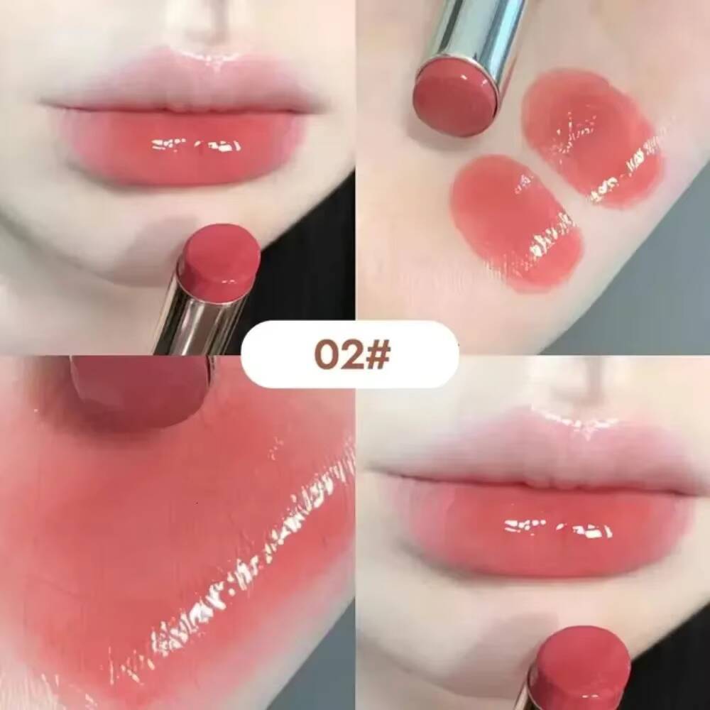 6 Colors Silky Glossy Lipstick Gege Bear Pump Lips Moisture Water Bomb Comfortable Ultra Sheen Non-Stick Cup Lip Balm happy