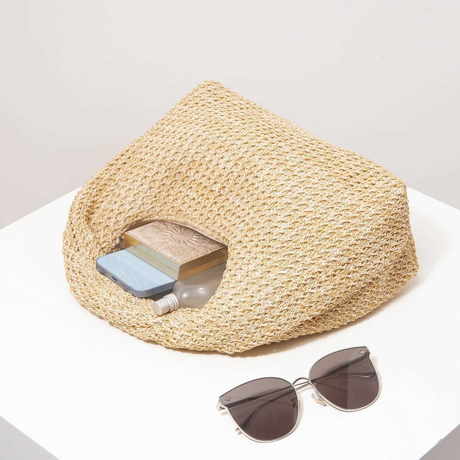 Fashionable Pleated Straw Bag Boho Beach Bags For Women Premium Style Tote Bags For Ladies Holiday Outfits Travel Must Haves Z250617