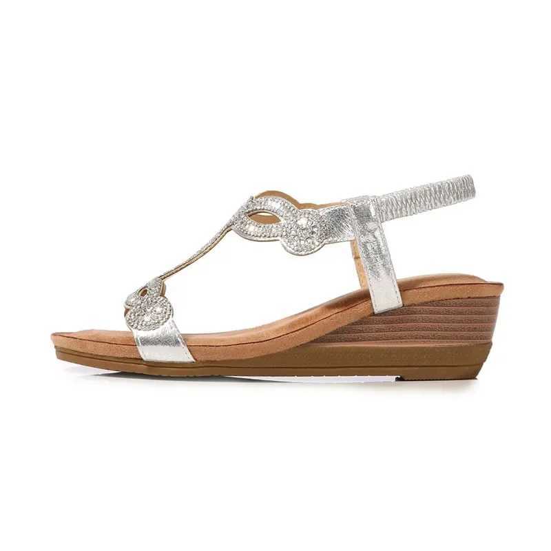 BEYARNE Womens Shoes Summer New Bohemia Wedge Women Sandals Rhinestone Woman Flip Flops Vintage Women Shoes BeachE627 Z250617