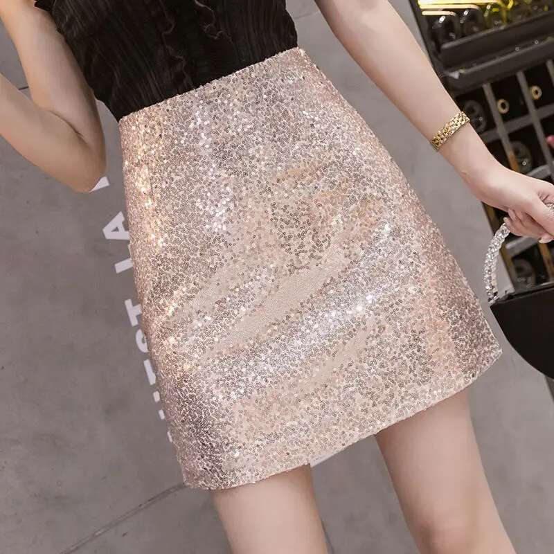 Clothes Sequin Skirts for Women Short Womens Skirt Night Club Outfit Sexy Mini Wrap Tight Cheap Trend Premium A Line Luxury Y2k