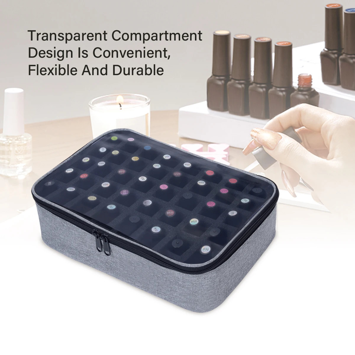 40 Bottles Nail Polish Storage Bag Multicolor Portable Handheld Large Cosmetic Holds up to 15 ml Drill 250614