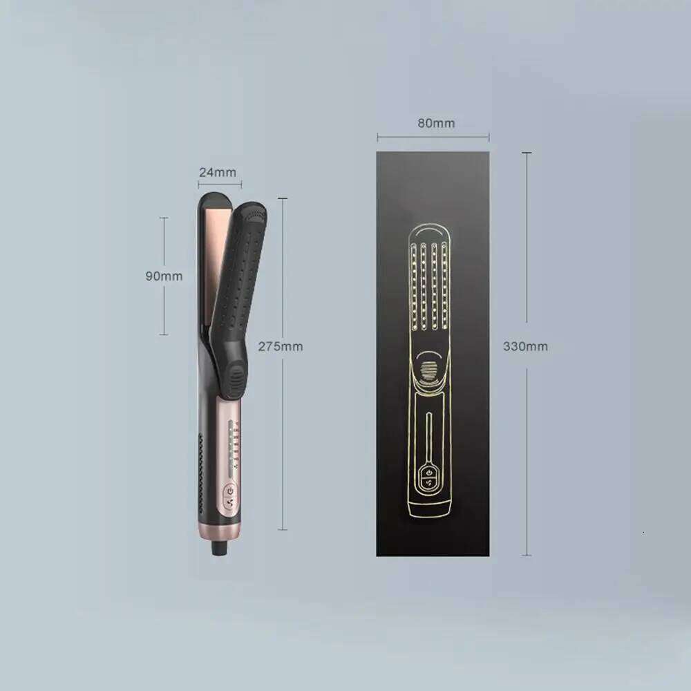 Hot Flat Iron 2 in 1 Anti-Tangle Hair Straightener 5 Temps and Dual Voltage Black Ionic Curling Wand for Travel